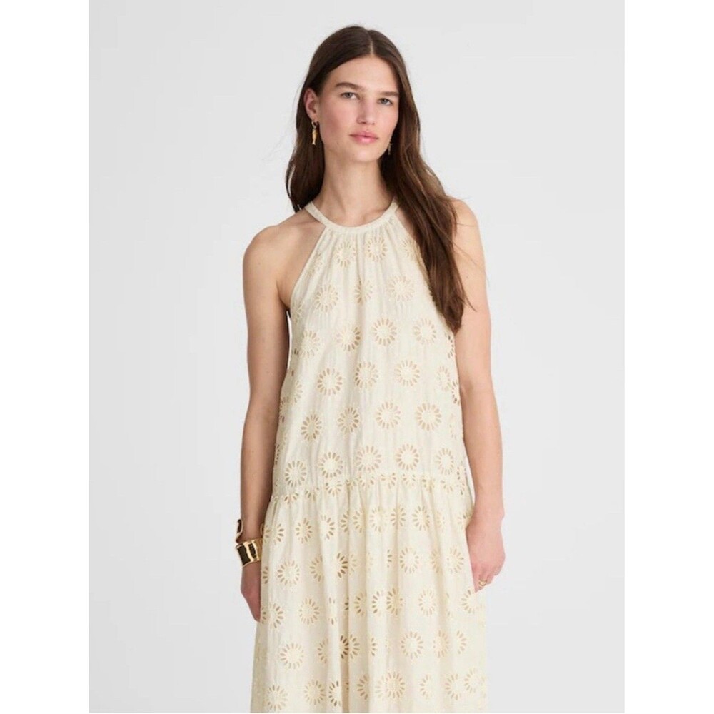 Madewell $198 Embroidered Drop-Waist Maxi Dress Floral Eyelet Ivory Size XXS - Picture 3 of 13